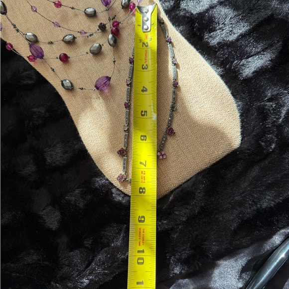 2 Elegant Multi-Strand Necklace with Purples & Pink Silver Beads - Picture 5 of 6